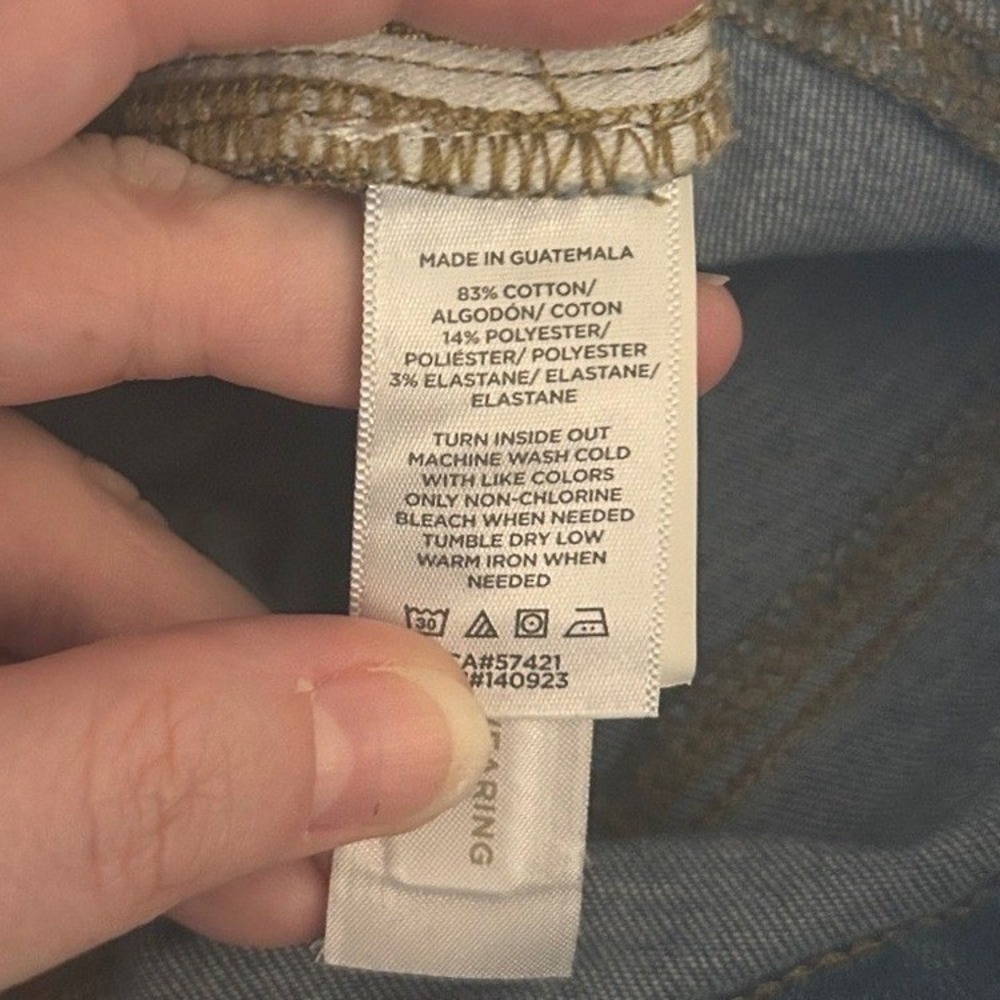 LOFT High Rise Button Fly Flare Cropped Jeans I Distressed Frayed Hem I Size 14 - Picture 10 of 11